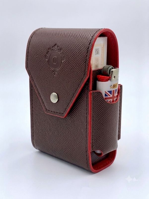 Cartujano Porta Pacchetto Lungo Con Porta Accendino Marrone Cartujano Porta Pacchetto Lungo Con Porta Accendino Marrone