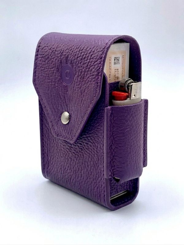 Cartujano Porta Pacchetto Classico Con Porta Accendino Viola Cartujano Porta Pacchetto Classico Con Porta Accendino Viola