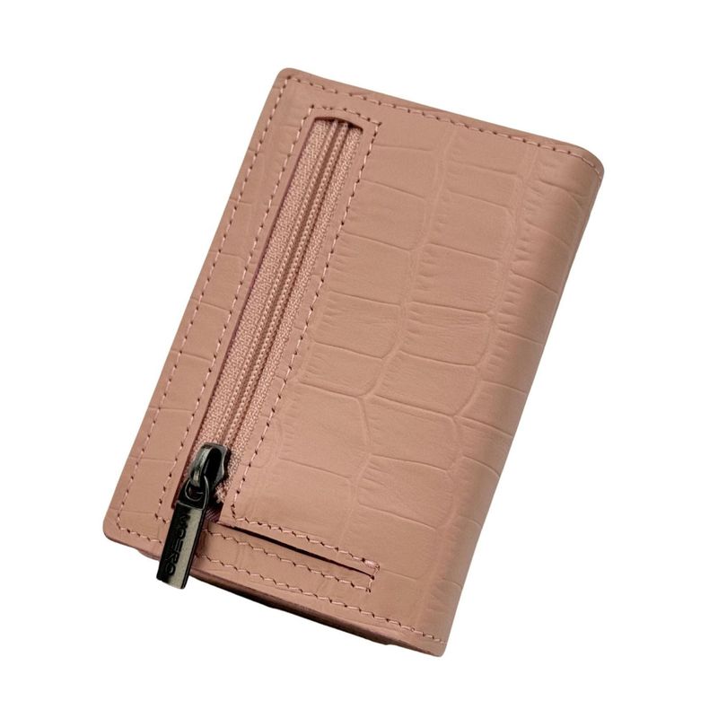 Portafoglio • Moero • Pro Croco Pink Rosa Zip • Protezione RFID per carte Contactless