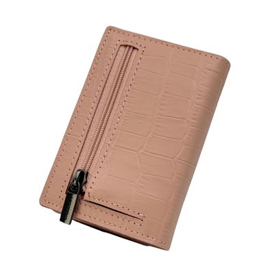 Portafoglio • Moero • Pro Croco Pink Rosa Zip • Protezione RFID per carte Contactless