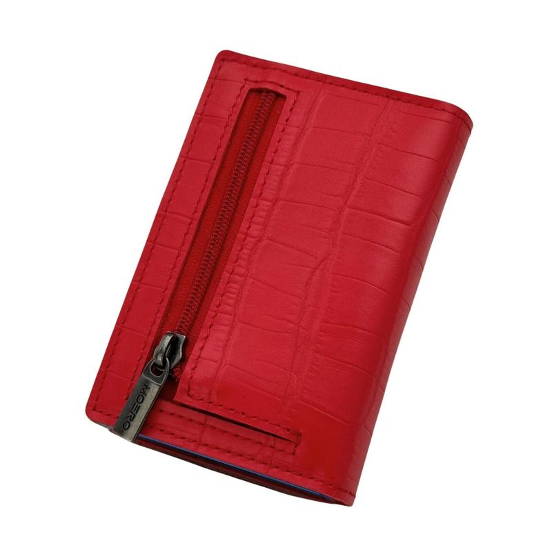 Portafoglio • Moero • Pro Croco Red Rosso Zip • Protezione RFID per carte Contactless