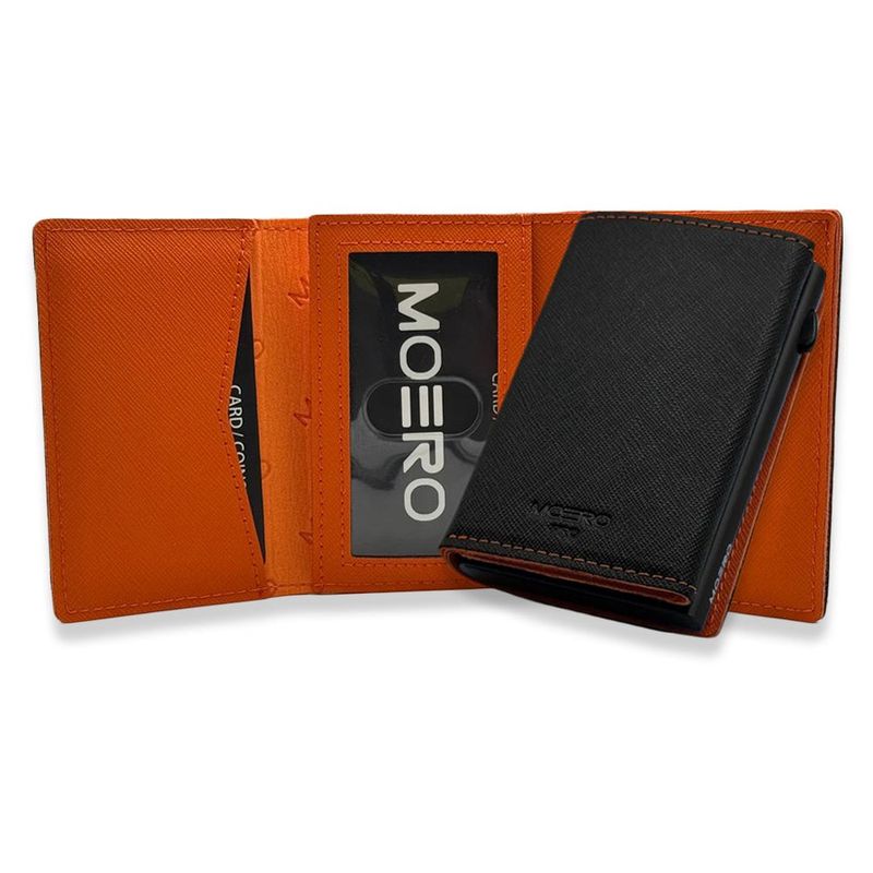 Portafoglio • Moero • Pro Plus Saffiano Black Orange Zip • Protezione RFID per carte Contactless • in Vera Pelle • Contiene fino a 6 Carte Portafoglio • Moero • Pro Plus Saffiano Black Orange Zip • Protezione RFID per carte Contactless • in Vera Pelle • Contiene fino a 6 Carte
