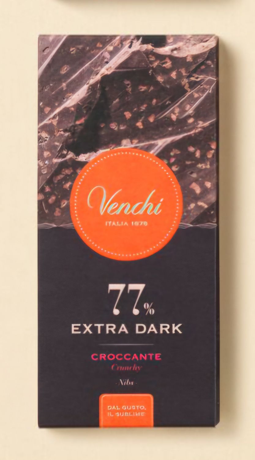 Venchi Tavoletta di Cioccolato Fondente 77% Croccante 70g