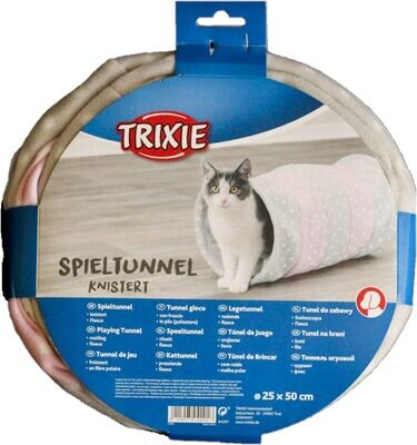 Trixie Katzen / Welpen Spieltunnel, Fleece 25 × 50 cm, knisternd Grau/Pink Trixie Katzen / Welpen Spieltunnel, Fleece 25 × 50 cm, knisternd Grau/Pink