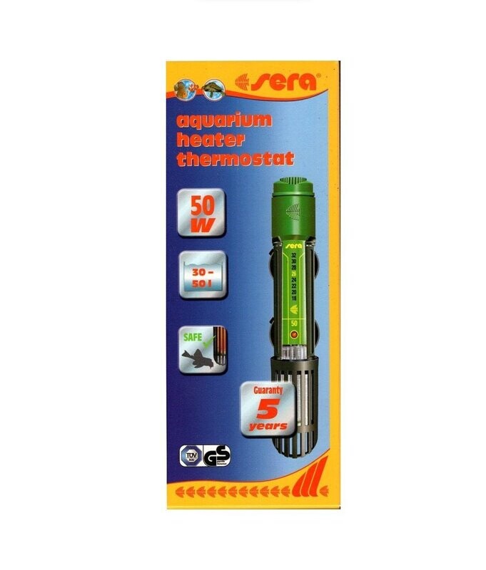 Sera Aquarien-Regelheizer aus Quarzglas mit Schutzkorb 50 Watt Sera Aquarien-Regelheizer aus Quarzglas mit Schutzkorb 50 Watt