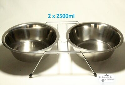 Hunde / Katzen Doppel(fress)napf inkl. Ständer 2 x 2500 ml Hunde / Katzen Doppel(fress)napf inkl. Ständer 2 x 2500 ml