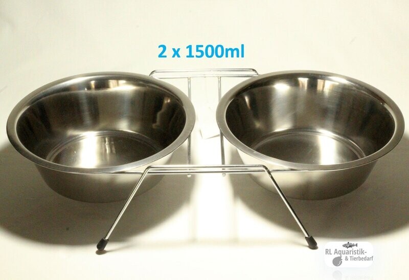 Hunde / Katzen Doppel(fress)napf inkl. Ständer 2 x 1500 ml Hunde / Katzen Doppel(fress)napf inkl. Ständer 2 x 1500 ml