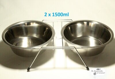 Hunde / Katzen Doppel(fress)napf inkl. Ständer 2 x 1500 ml Hunde / Katzen Doppel(fress)napf inkl. Ständer 2 x 1500 ml