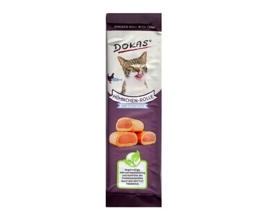 Dokas Cat Katzensnacks Hühnchenrollen mit Thunfisch 32x10g Dokas Cat Katzensnacks Hühnchenrollen mit Thunfisch 32x10g
