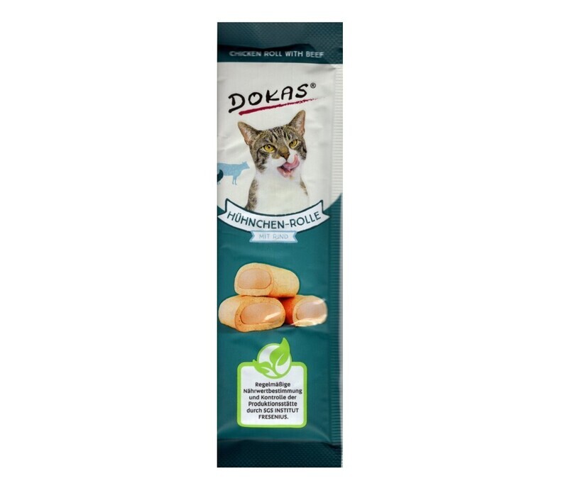 Dokas Cat Katzensnacks Hühnchenrollen mit Rind 32x10g Dokas Cat Katzensnacks Hühnchenrollen mit Rind 32x10g