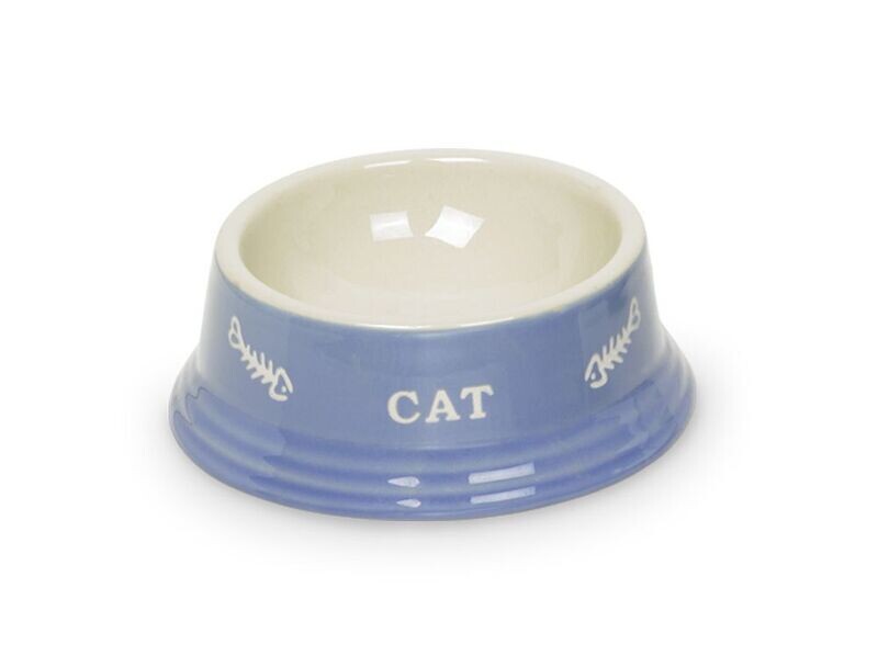 Katzen Keramikschale Fressnapf Katzen Keramikschale Fressnapf "Cat" hellblau/beige Ø 14 x 4,8 cm