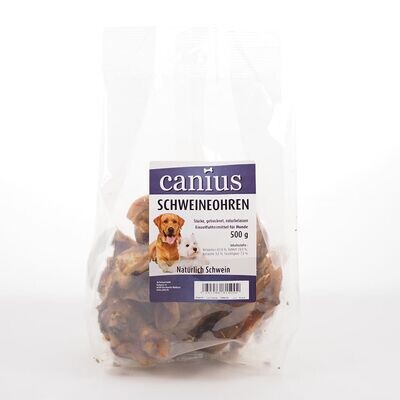 Canius Hundesnack getrocknete Schweineohren Stücke naturbelassen 500g Canius Hundesnack getrocknete Schweineohren Stücke naturbelassen 500g