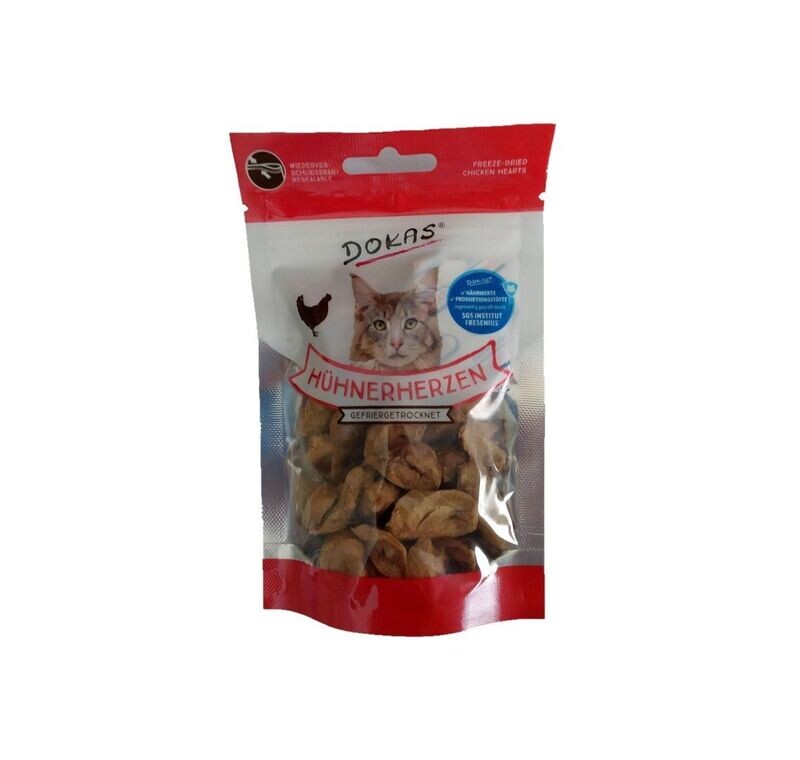 Dokas Cat Snack für Katzen gefriergetrocknete Hühnerherzen 15 g Dokas Cat Snack für Katzen gefriergetrocknete Hühnerherzen 15 g