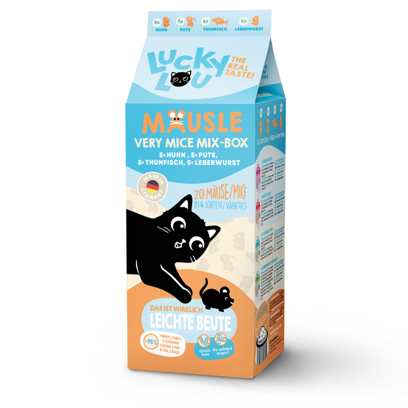 Lucky Lou Mäusle Katzen - Ergänzungsfutter Multipack 20 x 28g (560g) Lucky Lou Mäusle Katzen - Ergänzungsfutter Multipack 20 x 28g (560g)