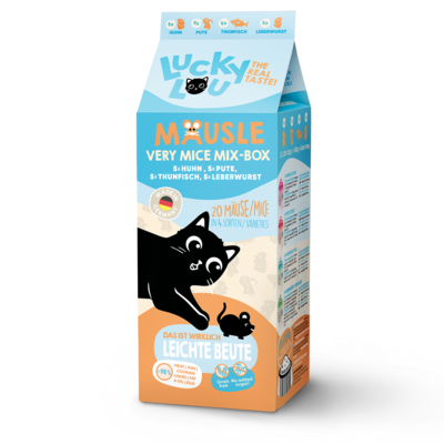 Lucky Lou Mäusle Katzen - Ergänzungsfutter Multipack 20 x 28g (560g) Lucky Lou Mäusle Katzen - Ergänzungsfutter Multipack 20 x 28g (560g)