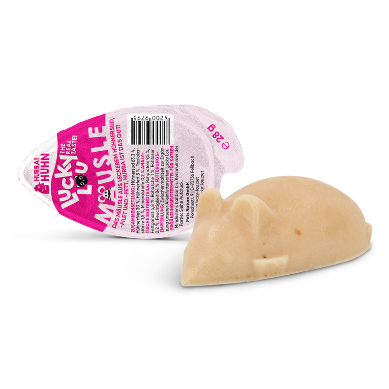 Lucky Lou Mäusle Huhn Ergänzungsfutter für Katzen je 28g Lucky Lou Mäusle Huhn Ergänzungsfutter für Katzen je 28g