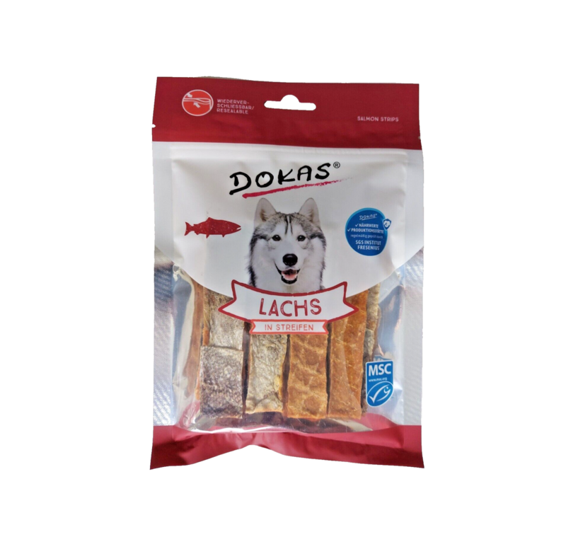 Dokas Dog Hundesnack Lachs in Streifen 100g Dokas Dog Hundesnack Lachs in Streifen 100g