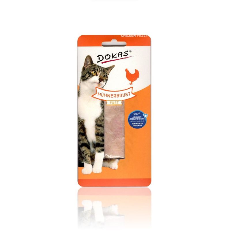 Dokas Cat Katzensnack 100% gekochtes Hühnerbrust Filet 22 g Dokas Cat Katzensnack 100% gekochtes Hühnerbrust Filet 22 g