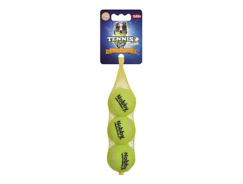 Nobby Hundespielzeug Tennisbälle gelb mit Quietscher 3er Netz Gr. S (Ø ca. 5,5cm) Nobby Hundespielzeug Tennisbälle gelb mit Quietscher 3er Netz Gr. S (Ø ca. 5,5cm)