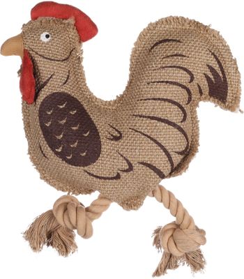 Hundespielzeug Nada Hahn braun aus Jute mit Seil 5,5 x 23 x 30 cm Hundespielzeug Nada Hahn braun aus Jute mit Seil 5,5 x 23 x 30 cm