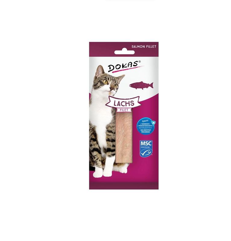 Dokas Cat Katzensnack 100% gekochtes Lachs Filet 22 g Dokas Cat Katzensnack 100% gekochtes Lachs Filet 22 g