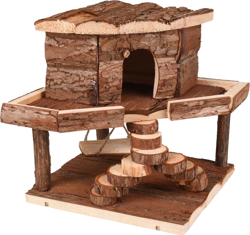 Nagetierhaus Hansy Braun aus Rindenholz für kleinere Nager 20x20x20CM Nagetierhaus Hansy Braun aus Rindenholz für kleinere Nager 20x20x20CM