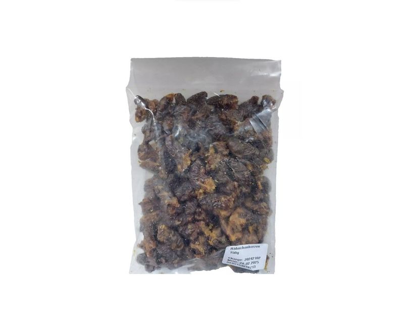 Getrocknete Hähnchenherzen als Snack für Hunde und Katzen 150 g Beutel Getrocknete Hähnchenherzen als Snack für Hunde und Katzen 150 g Beutel