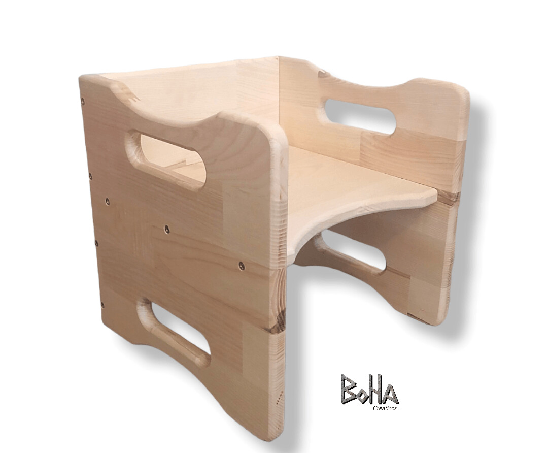 Chaise cube Montessori évolutive et modulable "Alice" taille S en bois de  qualité supérieure