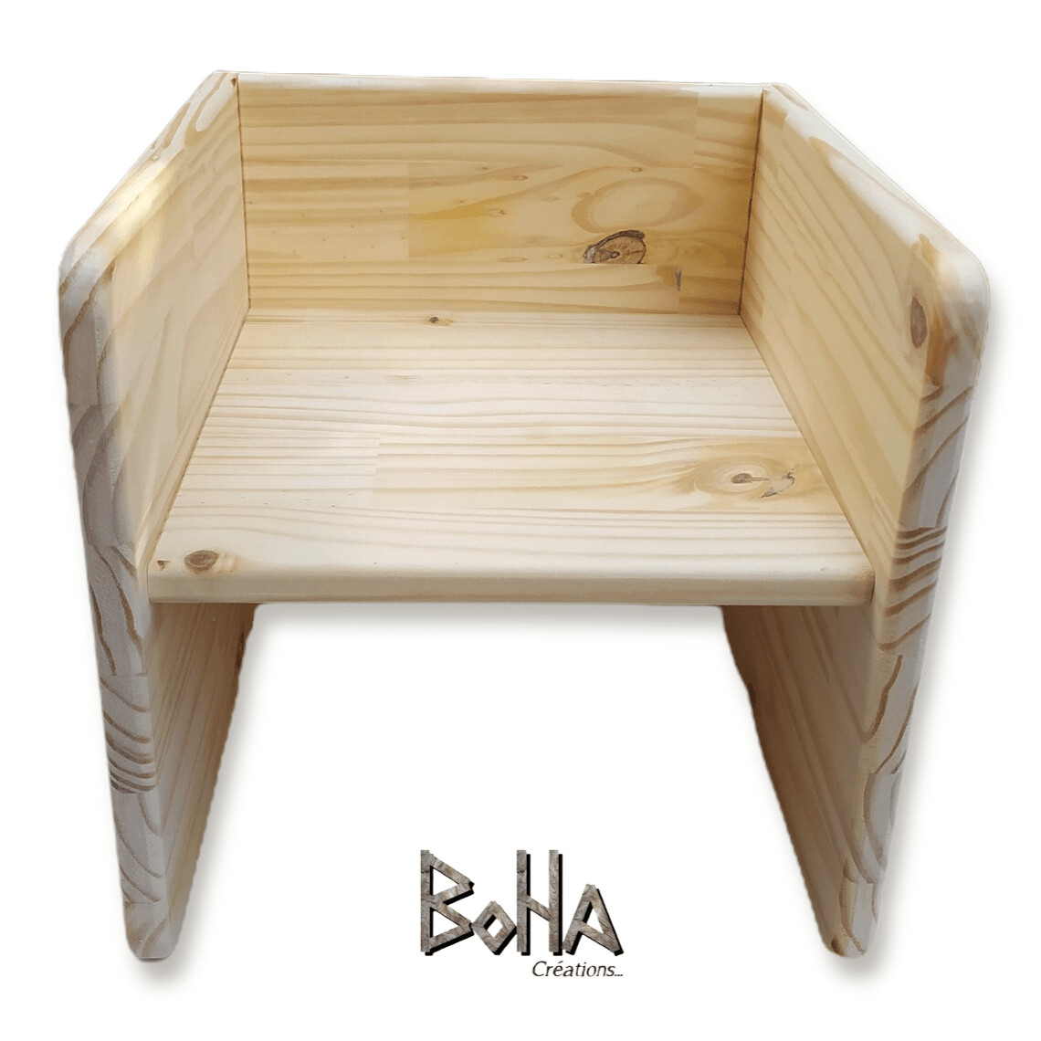 Chaise Montessori, chaise enfants, chaise cube évolutive en bois modèle "LC"