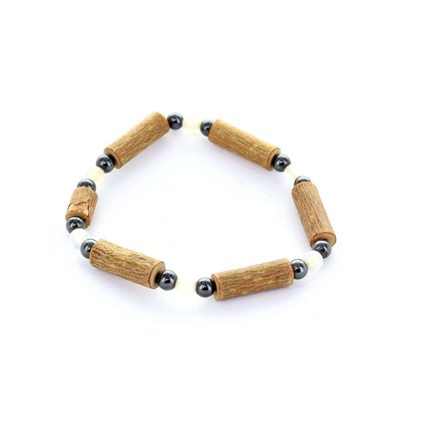 Bracelet de noisetier, agate et hématite modèle 1
