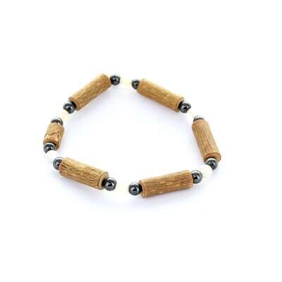 Bracelet de noisetier, agate et hématite modèle 1