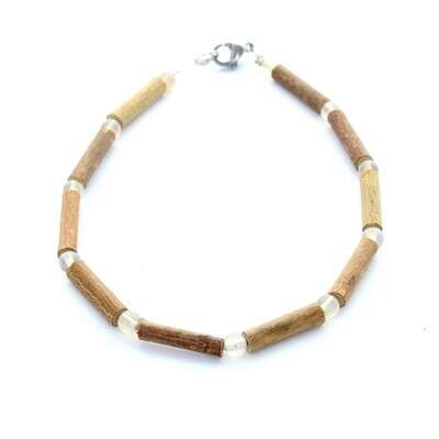 Bracelet de noisetier, agate grise - pour cheville - modèle 10