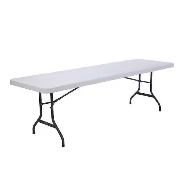 8ft solid table with folding legs