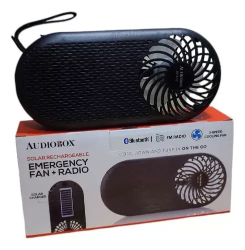 AUDIOBOX Solar Rechargeable Emergency Fan + Radio