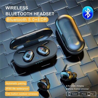Wireless Bluetooth earphone Led headset Stereo earbuds (original)
