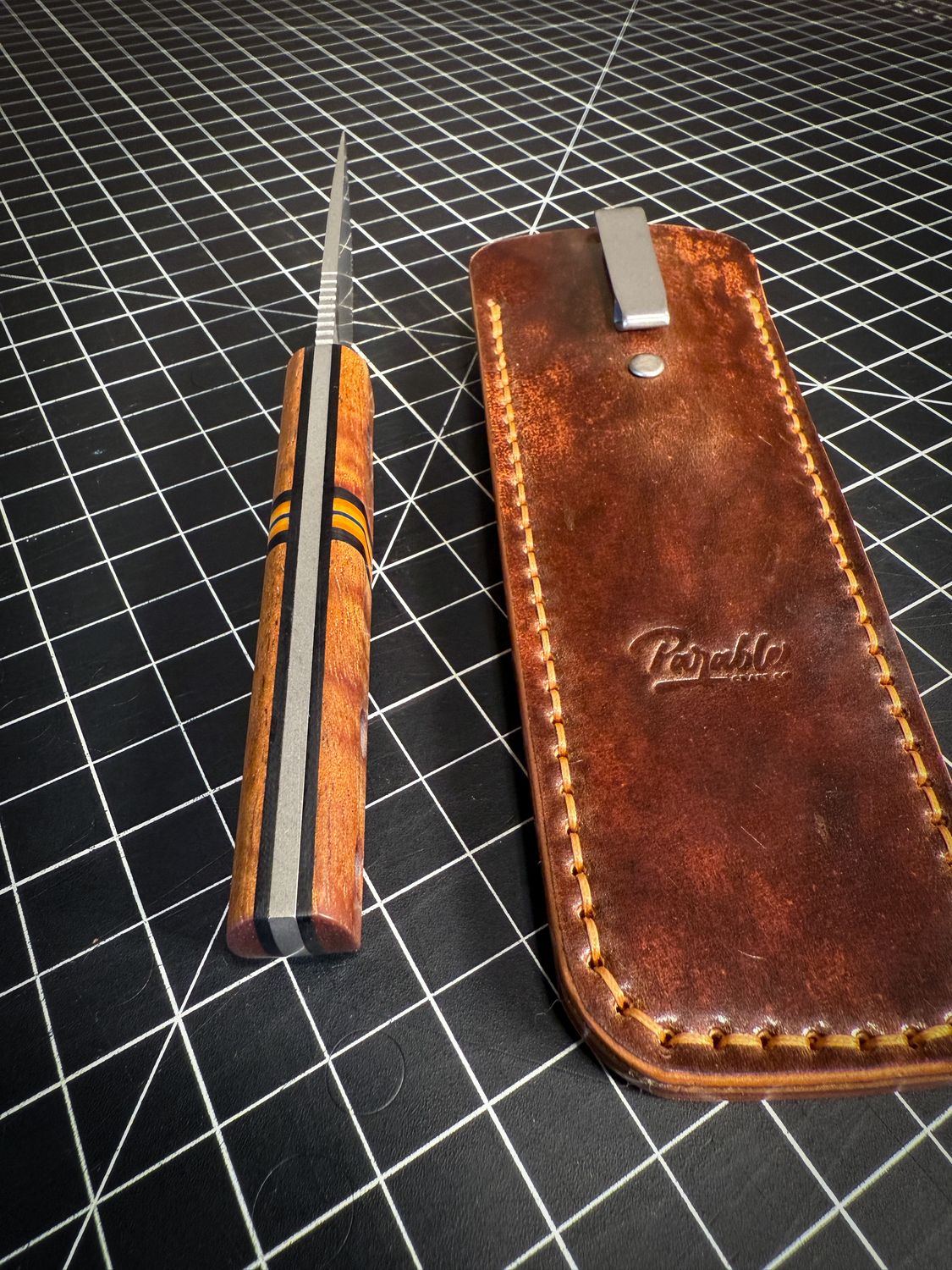 Hidden Treasure - CPM CruWear Steel / Koa handle / Cordovan Pocket Sheath