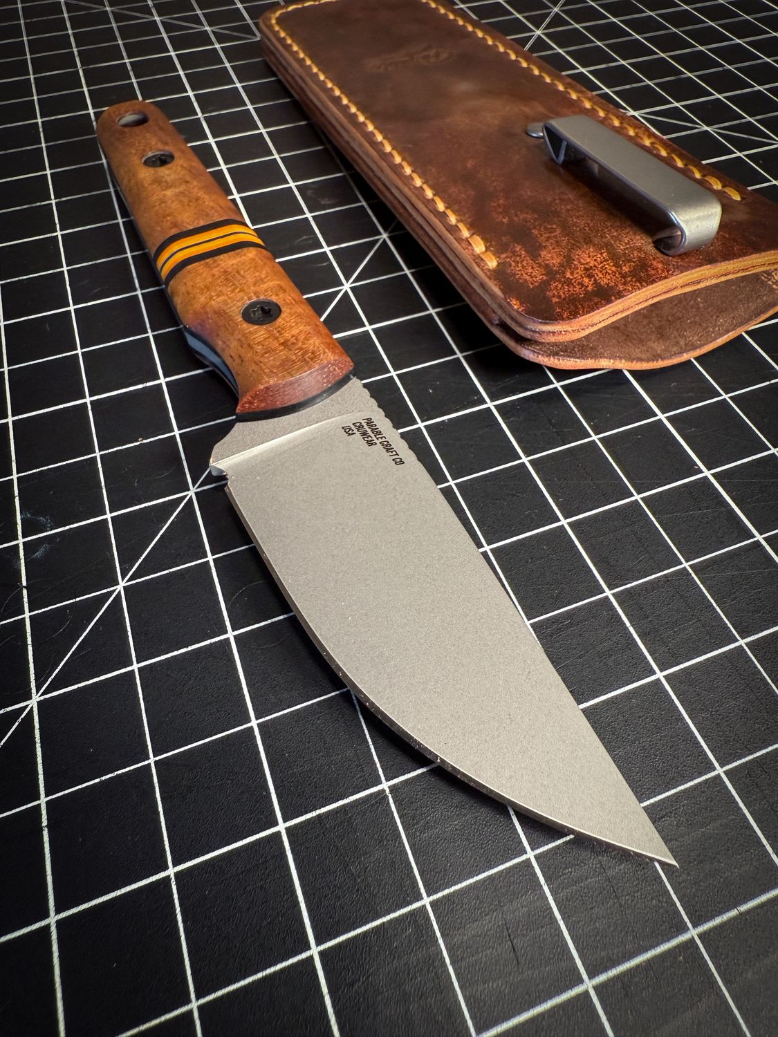 Hidden Treasure - CPM CruWear Steel / Koa handle / Cordovan Pocket Sheath