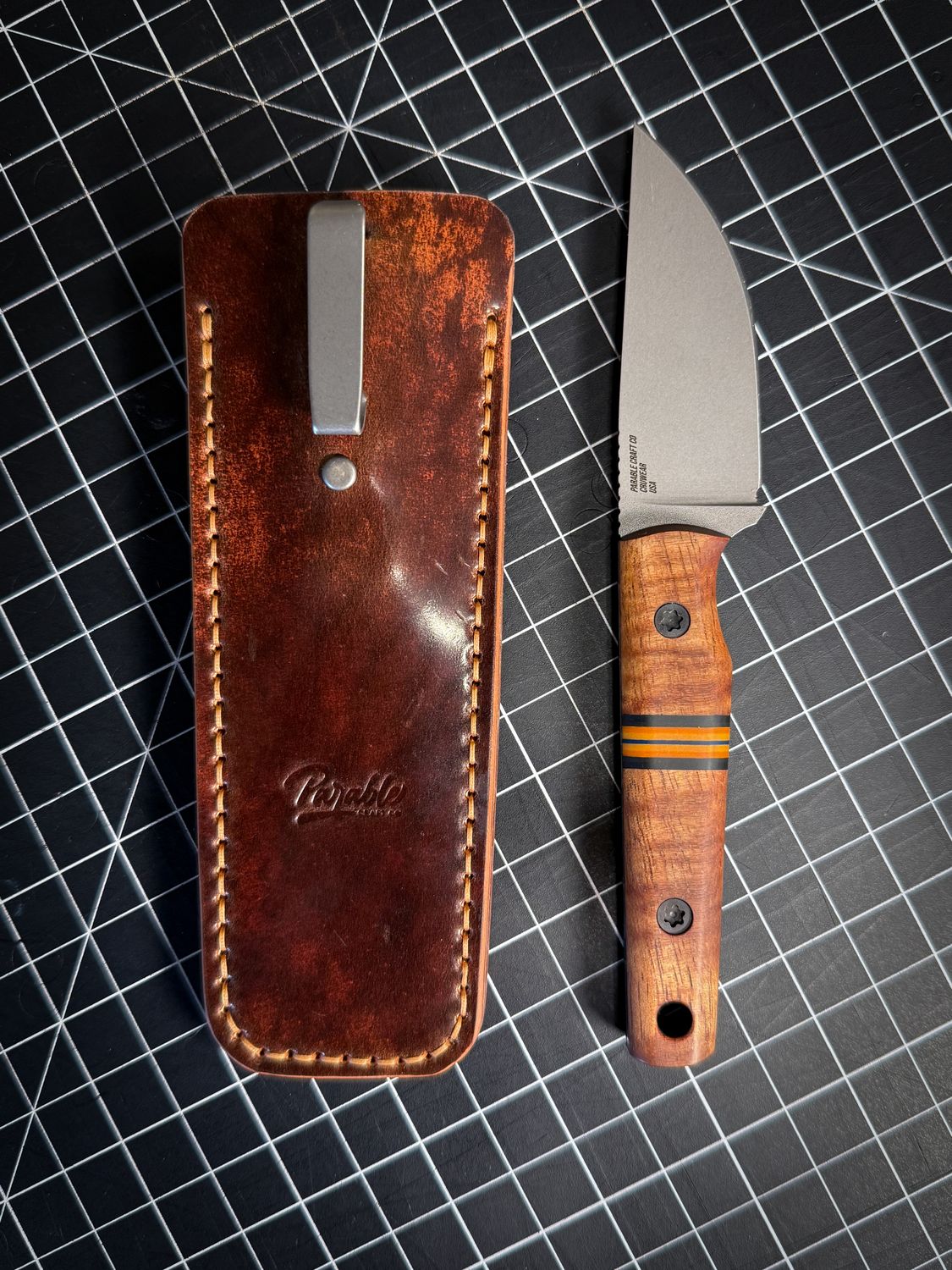 Hidden Treasure - CPM CruWear Steel / Koa handle / Cordovan Pocket Sheath