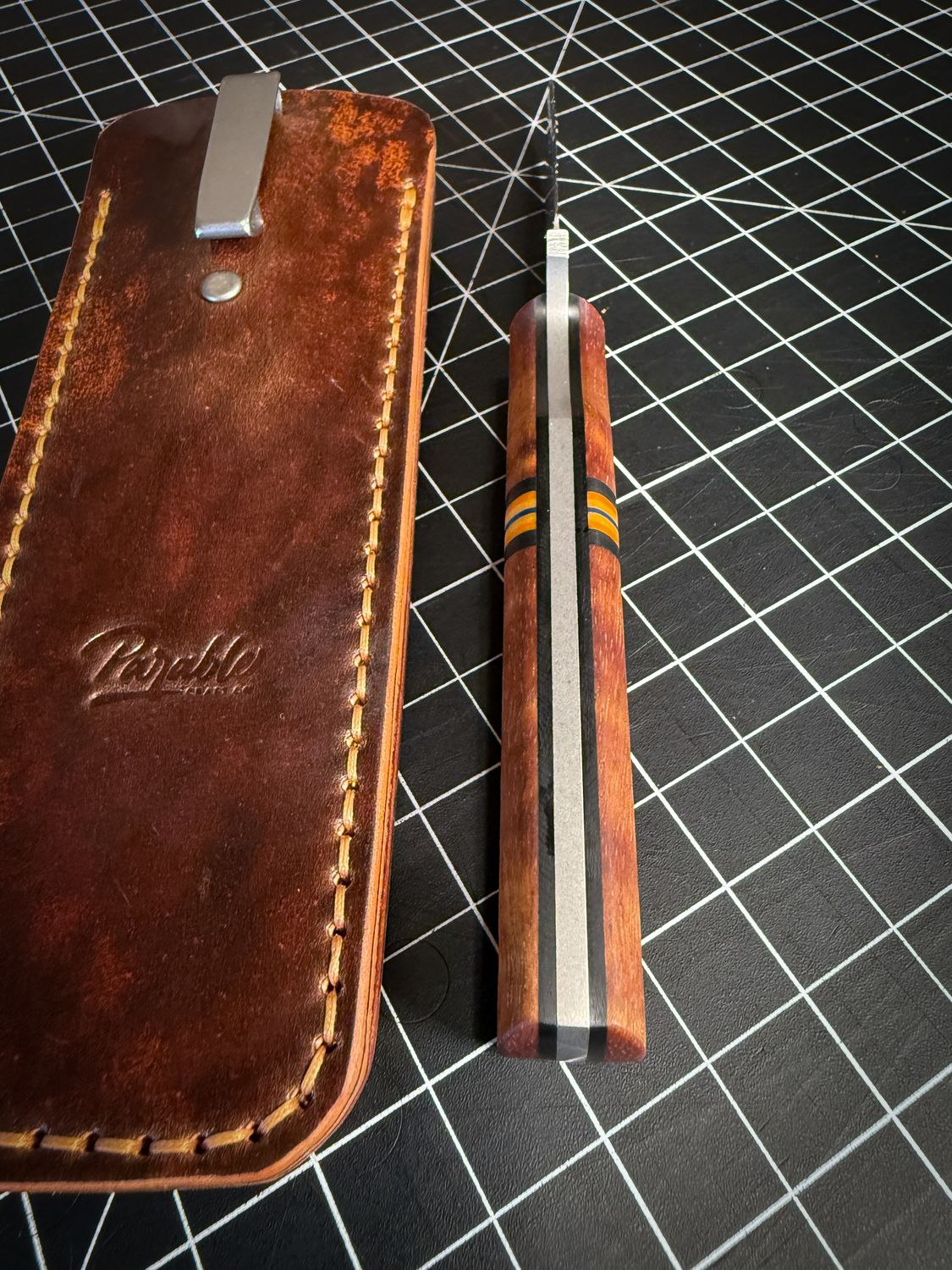 Hidden Treasure - CPM CruWear Steel / Koa handle / Cordovan Pocket Sheath