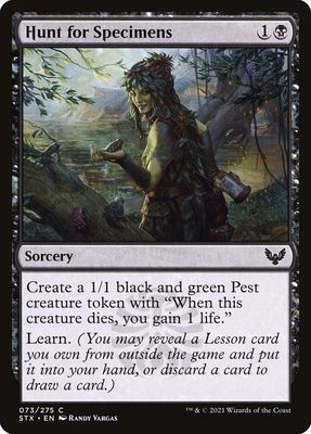 Hunt for Specimens Hunt for Specimens