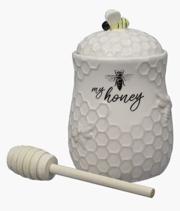 Honey Jar with Wood Honey Dipper