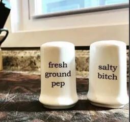 Salty Bitch and Fresh Ground Pep Salt and Pepper Shakers