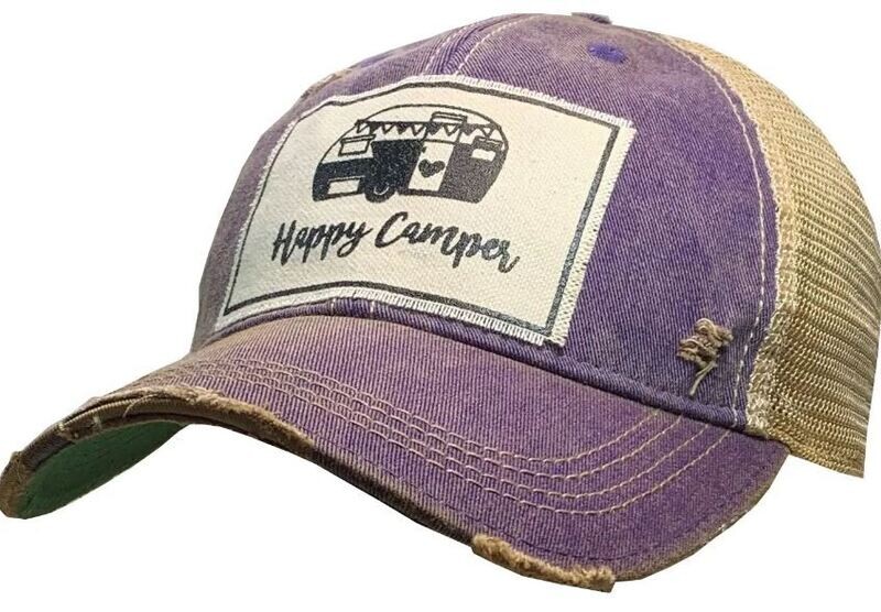 Happy Camper Distressed Trucker Hat Baseball Cap