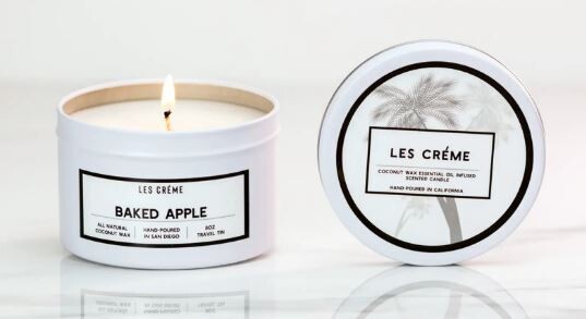 Baked Apple Organic Coconut Wax Candle Travel Tin 8 oz