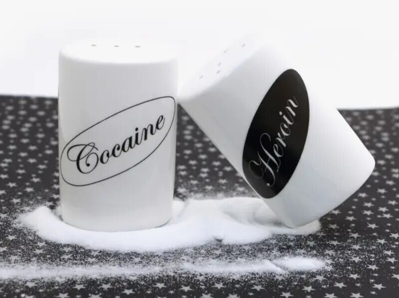 Cocaine and Heroin Salt and Pepper Shaker Set