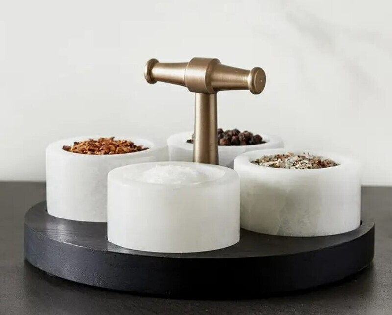 Wood + Alabaster Stand