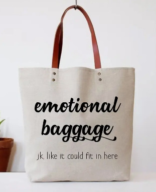 Emotional Baggage Tote Bag (grocery, unique, canvas, leather