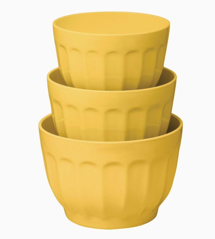3-Piece Latte Melamine Mixing Bowl, Yellow