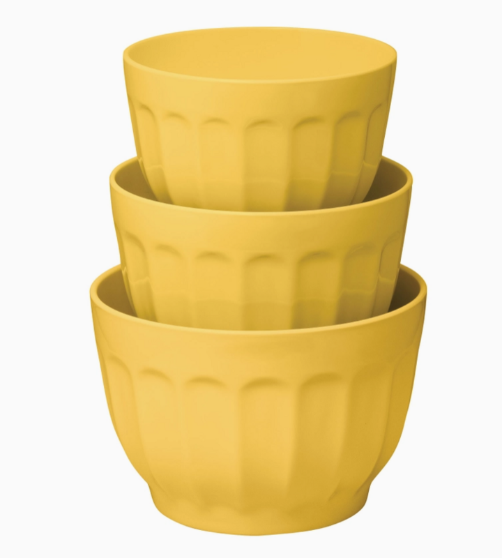 3-Piece Latte Melamine Mixing Bowl, Yellow