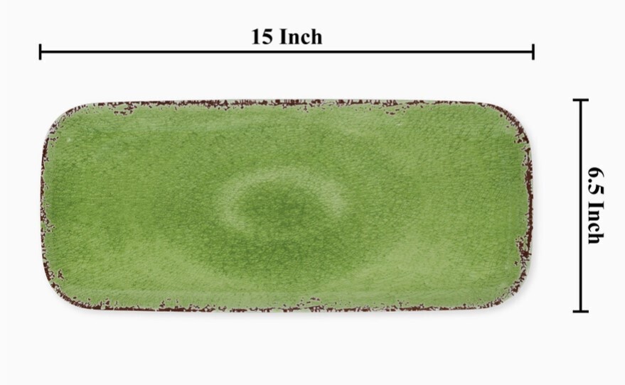 Crackle Green 15&quot; Melamine Rectangle Tray